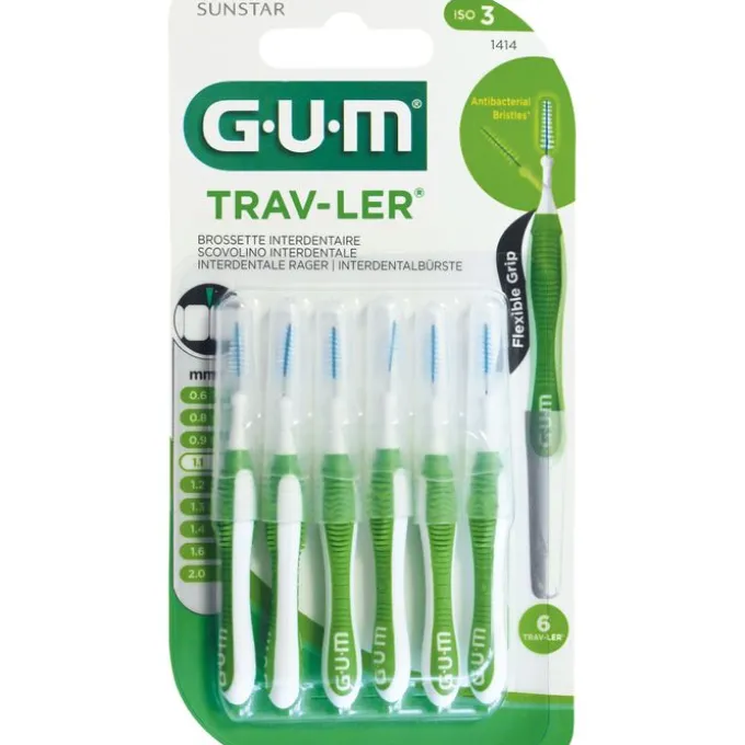 GUM TRAV-LER 1,1mm Tanne grün Interdental+6Kappen 6 St