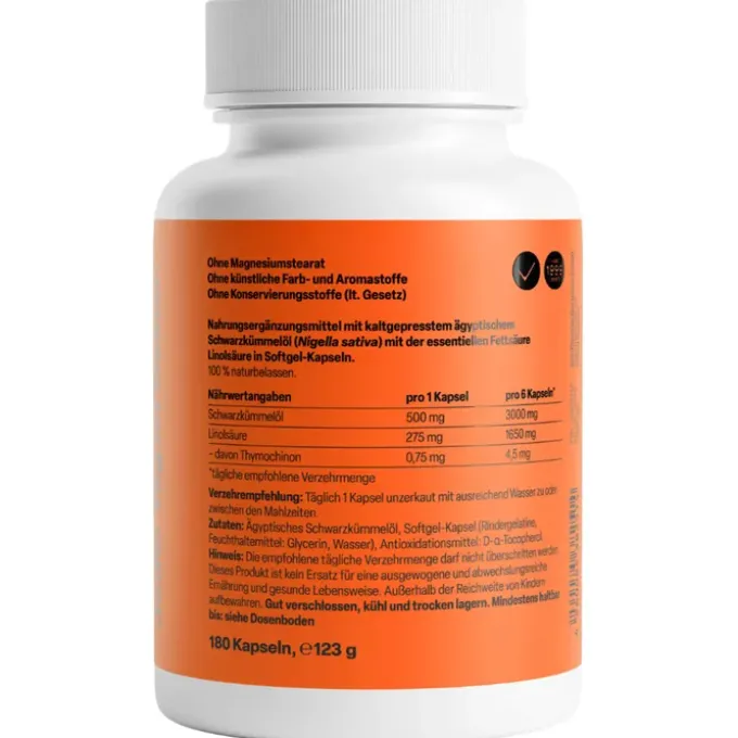 ÄGYPTISCHES Schwarzkümmelöl Kapseln 500 mg 180 Stück