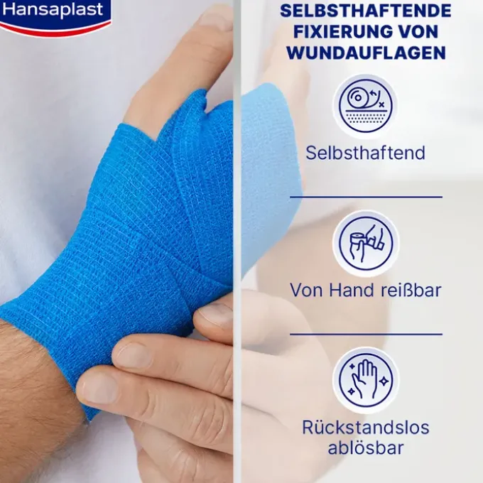 HANSAPLAST Fixierbinde selbsthaft.6 cmx4 m blau 1 St