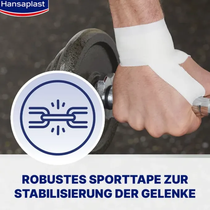 HANSAPLAST robustes Sporttape 3,8 cmx10 m weiß 1 St