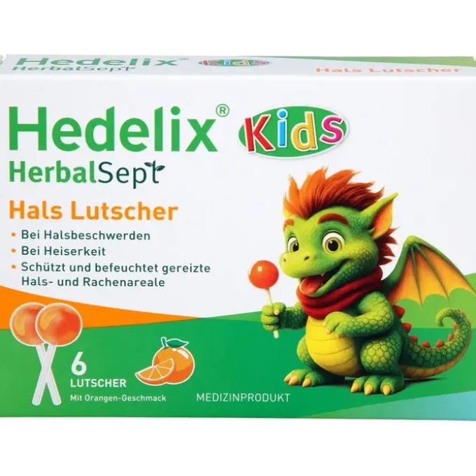 HEDELIX HerbalSept Hals Lutscher Kids 6 St
