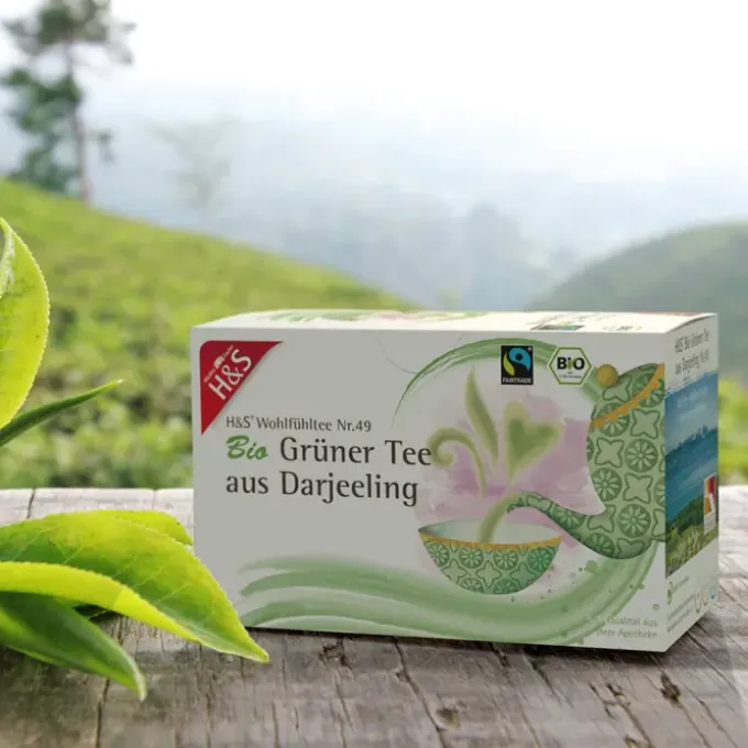 H&S Bio Grüner Tee aus Darjeeling Filterbeutel 20 Stück