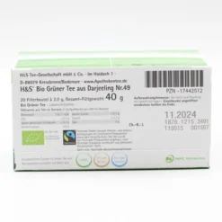 H&S Bio Grüner Tee aus Darjeeling Filterbeutel 20 Stück