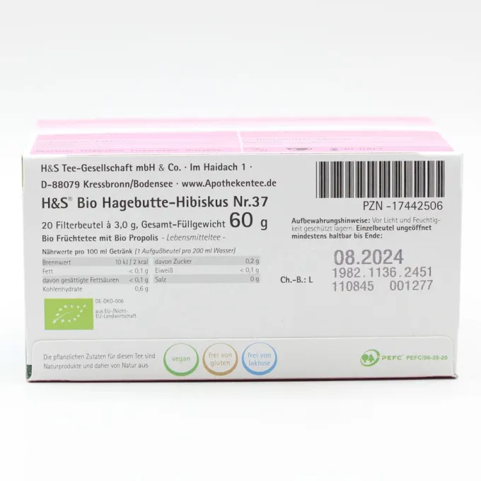 H&S Bio Hagebutte-Hibiskus Filterbeutel 20 Stück