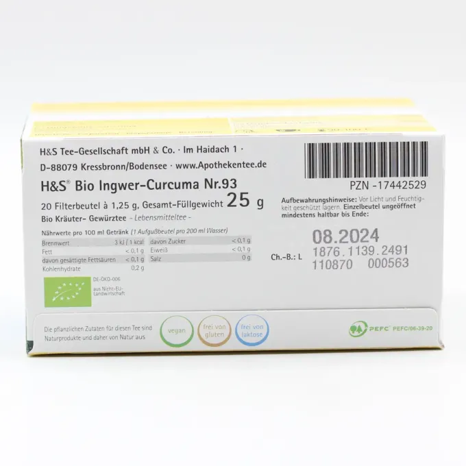 H&S Bio Ingwer-Curcuma Filterbeutel 20 Stück