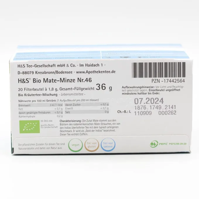 H&S Bio Mate-Minze Filterbeutel 20X1,8 g