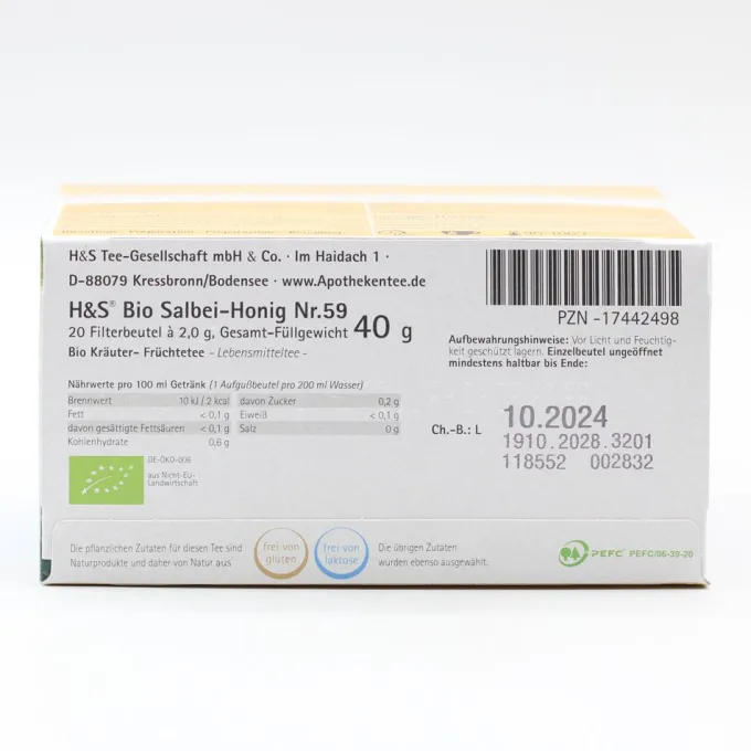 H&S Bio Salbei-Honig Filterbeutel 20 Stück