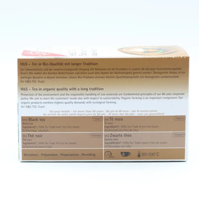 H&S Bio Schwarzer Tee aus Assam Filterbeutel 20 Stück