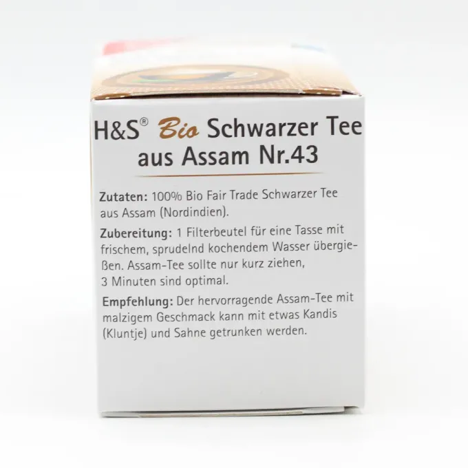 H&S Bio Schwarzer Tee aus Assam Filterbeutel 20 Stück