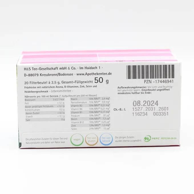 H&S Heidelbeere m.B-Vitaminen Zink und Selen Fbtl. 20 Stück
