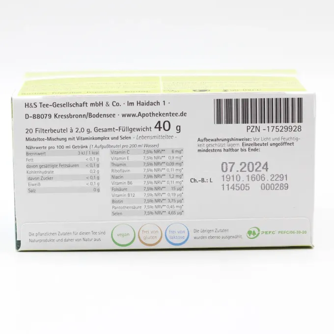 H&S Misteltee mit Selen und Vitaminen Filterbeutel 20 Stück