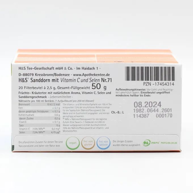 H&S Sanddorn m.Vitamin C und Selen Filterbeutel 20 Stück