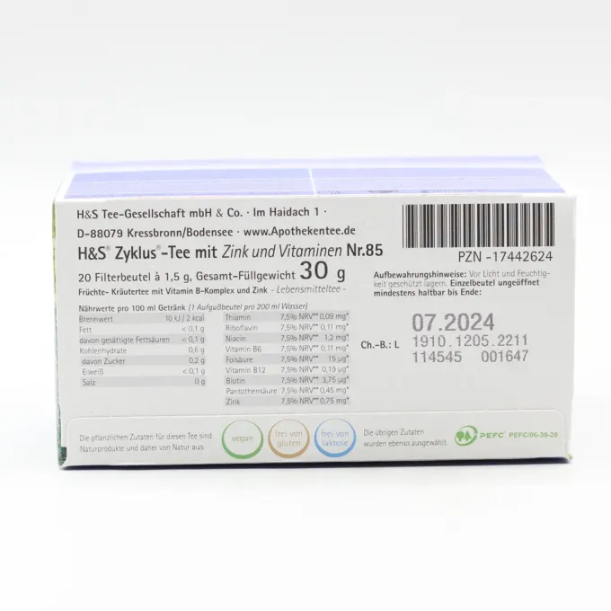 H&S Zyklus-Tee mit Zink und Vitaminen Filterbeutel 20X1,5 g