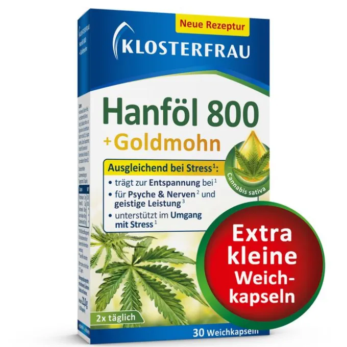 KLOSTERFRAU Hanföl 800 mg+Goldmohn Weichkapseln 30 Stück
