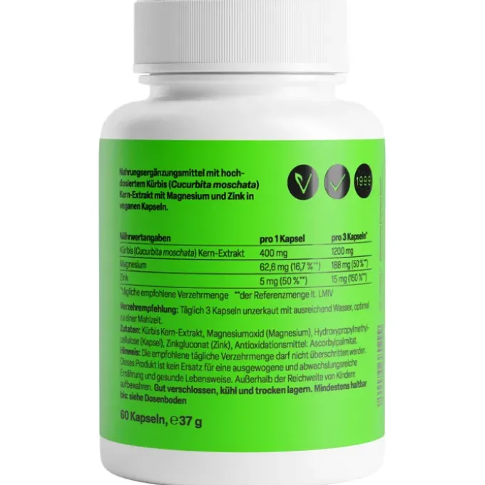 KÜRBISKERN PLUS Zink+Magnesium Kapseln 60 Stück