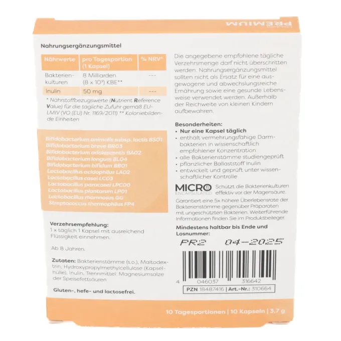 LACTOBACT PREMIUM magensaftresistente Kapseln 10 Stück