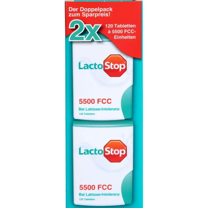 LACTOSTOP 5.500 FCC Tabletten Klickspender Doppel Packung 2x120 Stück 240 Stück