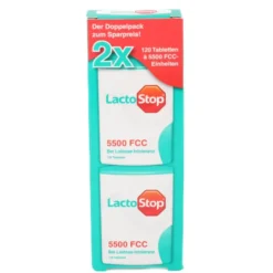 LACTOSTOP 5.500 FCC Tabletten Klickspender Doppel Packung 2x120 Stück 240 Stück