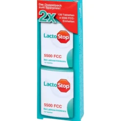 LACTOSTOP 5.500 FCC Tabletten Klickspender Doppel Packung 2x120 Stück 240 Stück