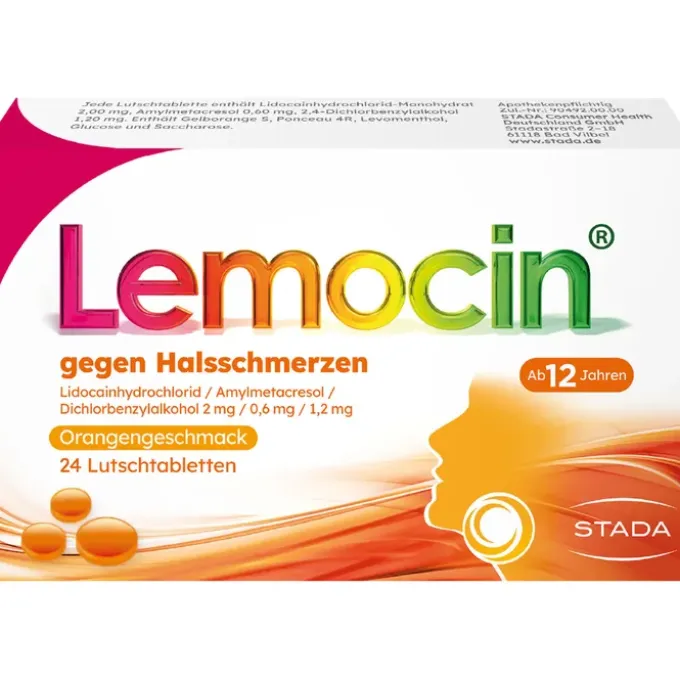 LEMOCIN gegen Halsschmerzen Orangengeschmack Lut. 24 St