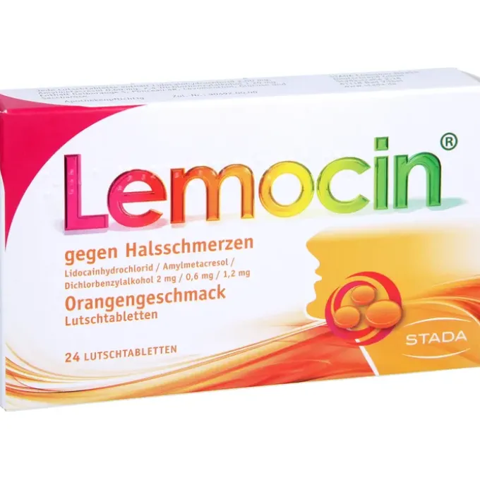 LEMOCIN gegen Halsschmerzen Orangengeschmack Lut. 24 St