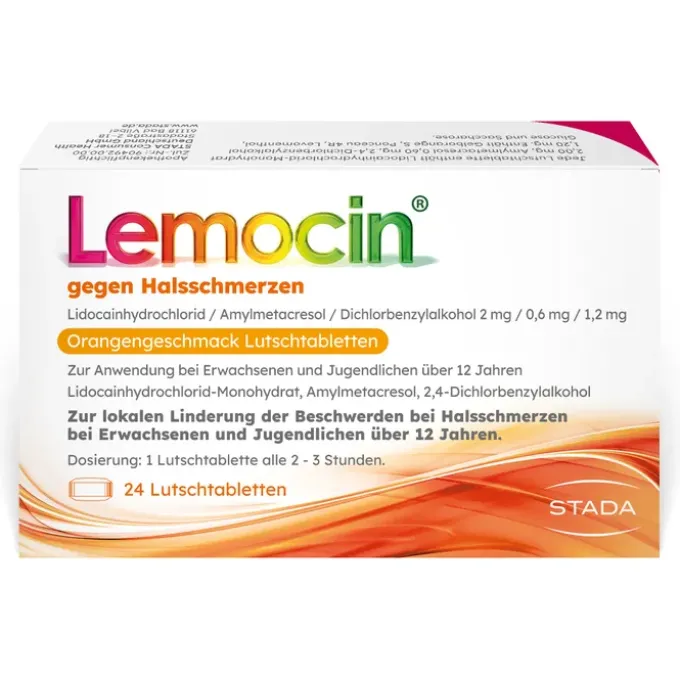 LEMOCIN gegen Halsschmerzen Orangengeschmack Lut. 24 St