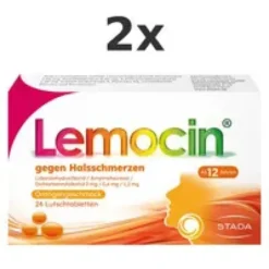 LEMOCIN gegen Halsschmerzen Orangengeschmack Lut. Set 2x 24St