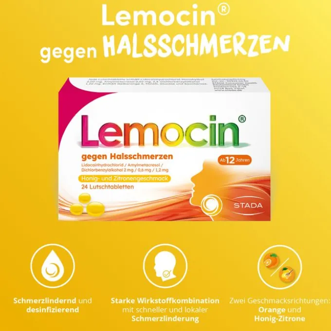 LEMOCIN gegen Halsschmerzen Honig-u.Zitroneng.Lut. 24 St