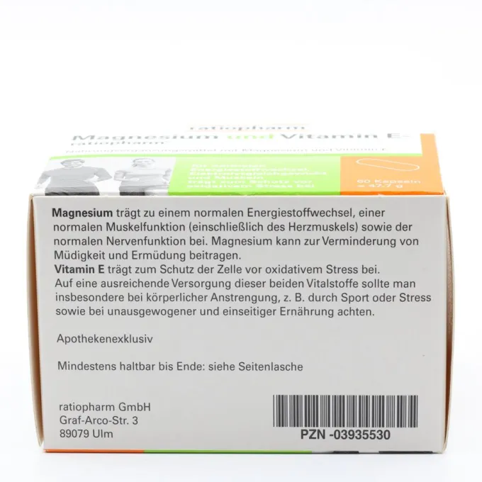 MAGNESIUM UND VITAMIN E-ratiopharm Kapseln 60 Stück