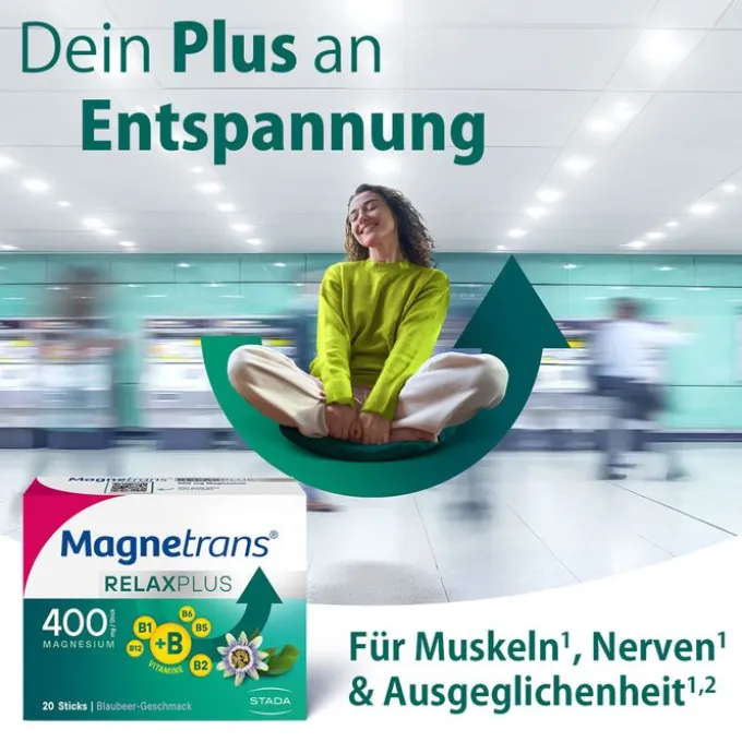 MAGNETRANS Relax+ 400 mg Granulat Sticks Blaubeere 20 Stück