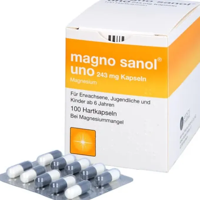 MAGNO SANOL uno 243 mg Kapseln 100 St