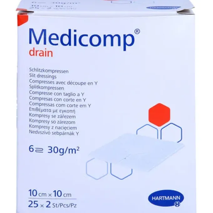 MEDICOMP drain Schlitzkomp.steril 10x10 cm 6fach 25X2 St