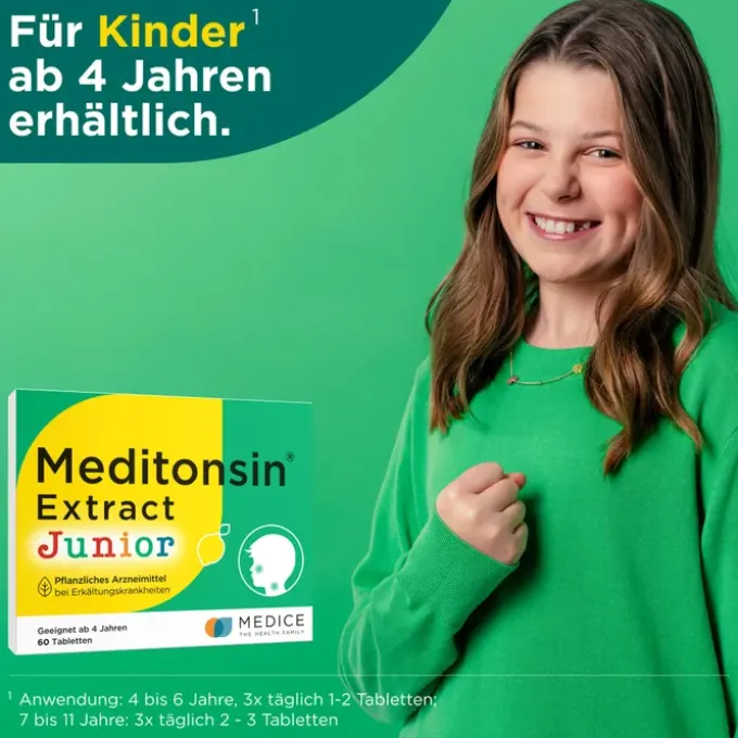MEDITONSIN Extract Junior pflanzl.Erkältungstabl. 60 St