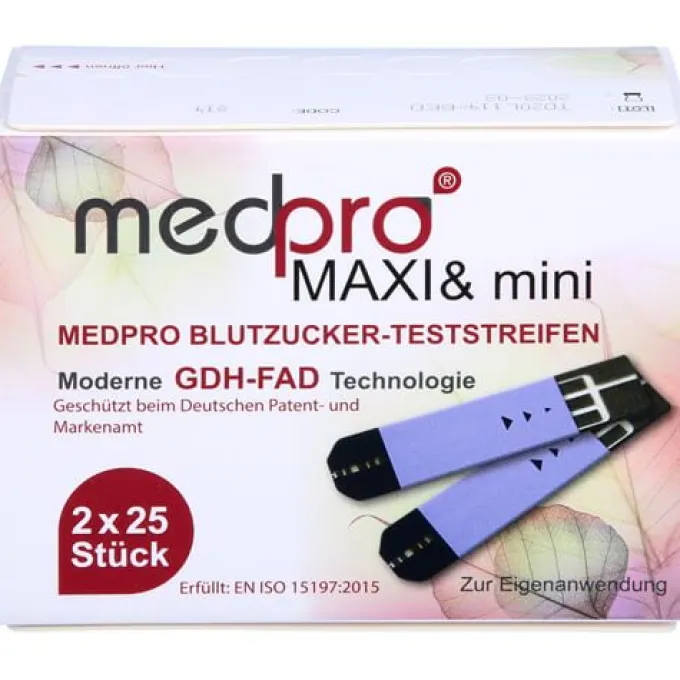 MEDPRO Maxi & mini Blutzucker-Teststreifen 2X25 St