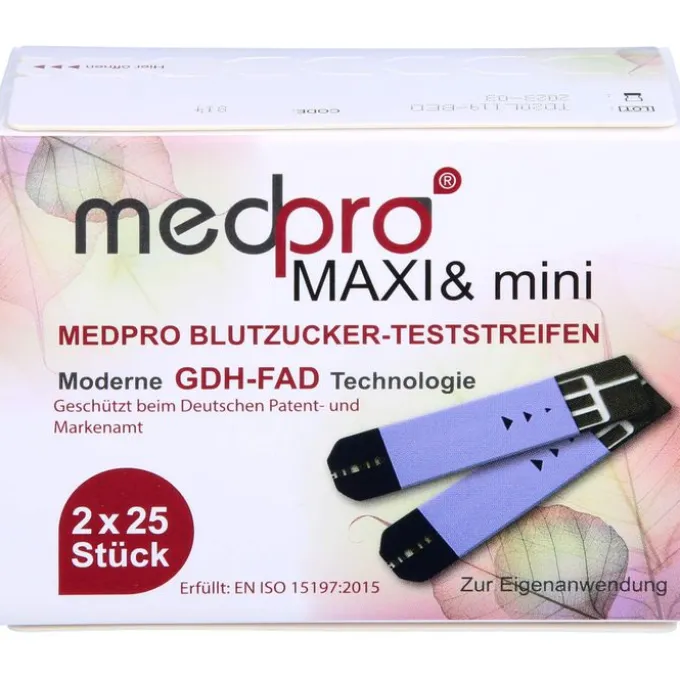 MEDPRO Maxi & mini Blutzucker-Teststreifen 2X25 St