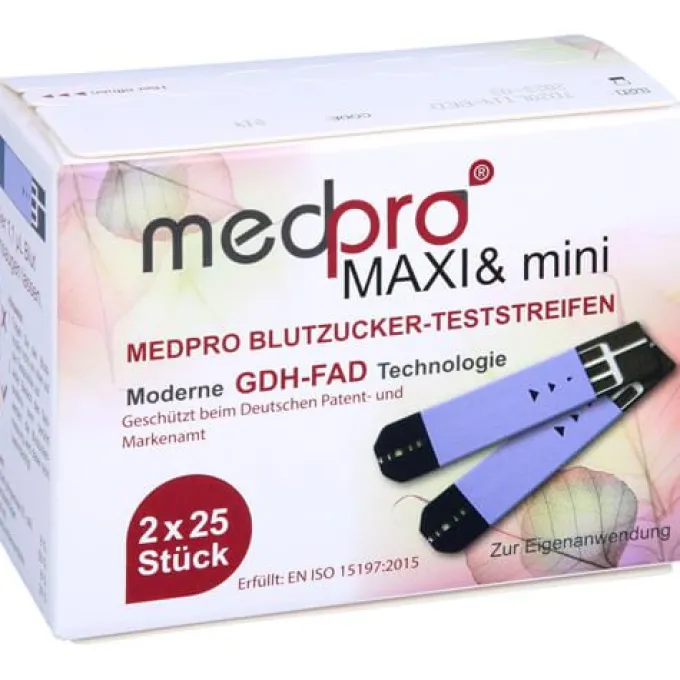 MEDPRO Maxi & mini Blutzucker-Teststreifen 2X25 St