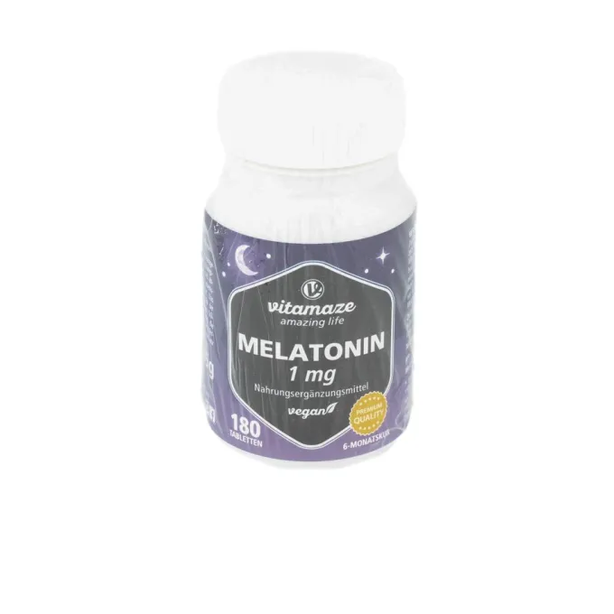 MELATONIN 1 mg hochdosiert vegan Tabletten 180 Stück