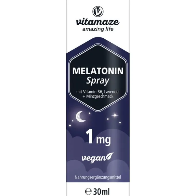 MELATONIN 1 mg hochdosiert vegan Spray 30 ml