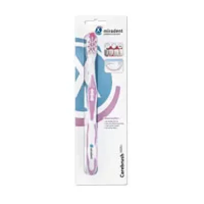 MIRADENT Carebrush Zahnbürste weiß/pink 1 St