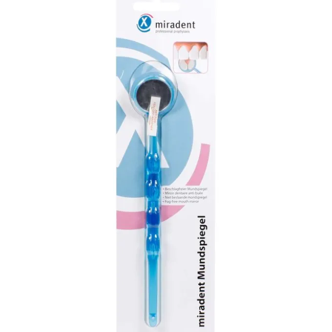 MIRADENT Mundspiegel beschlagsfrei blau transp. 1 St