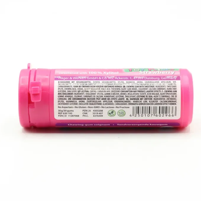 MIRADENT Xylitol Kaugummi Erdbeere 30 g