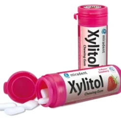 MIRADENT Xylitol Kaugummi Erdbeere 30 g