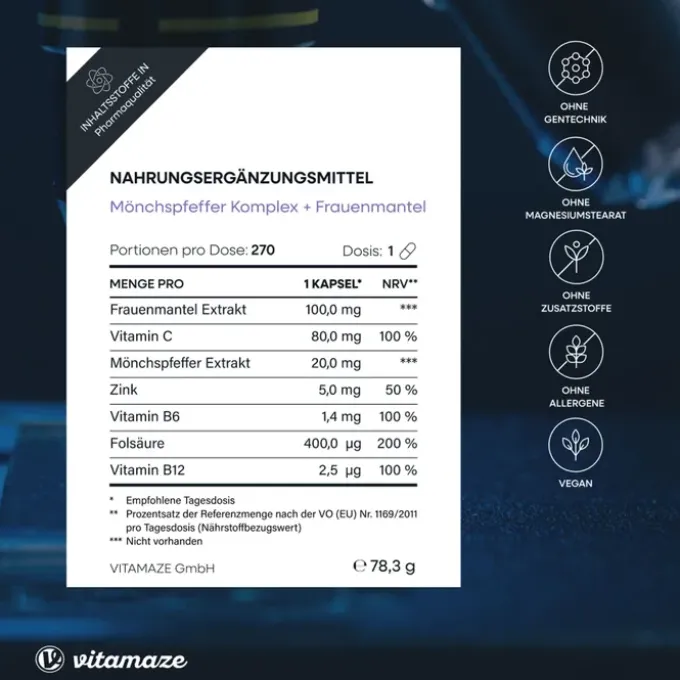MÖNCHSPFEFFER COMPLEX Frauenmantel Vit.C Folsäure 270 Stück