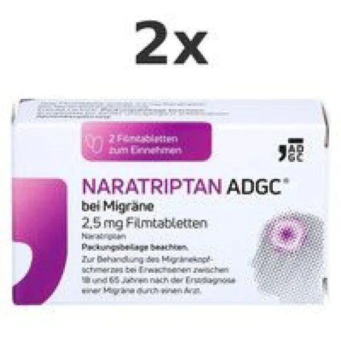 NARATRIPTAN ADGC bei Migräne 2,5 mg Filmtabletten Set 2x 2St