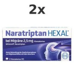 NARATRIPTAN HEXAL bei Migräne 2,5 mg Filmtabletten Set 2x2St