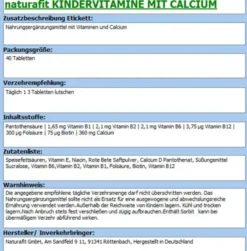 NATURAFIT Kindervitamine m.Calcium Lutschtabletten 40 Stück