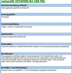 NATURAFIT Vitamin B2 100 mg Kapseln 90 Stück