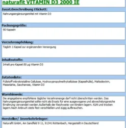 NATURAFIT Vitamin D3 2000 I.E. Kapseln 90 Stück