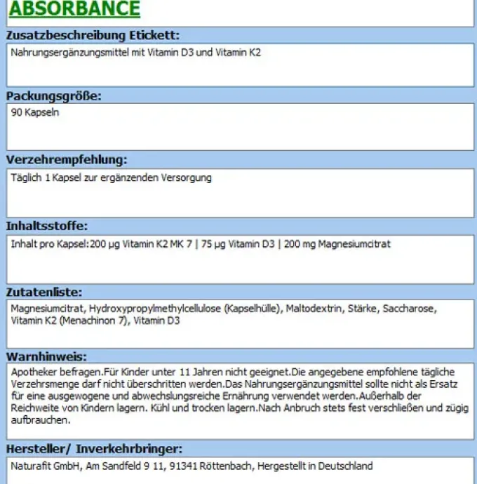 NATURAFIT Vitamin D3+K2 MK-7 superior absorb.Kaps. 90 Stück