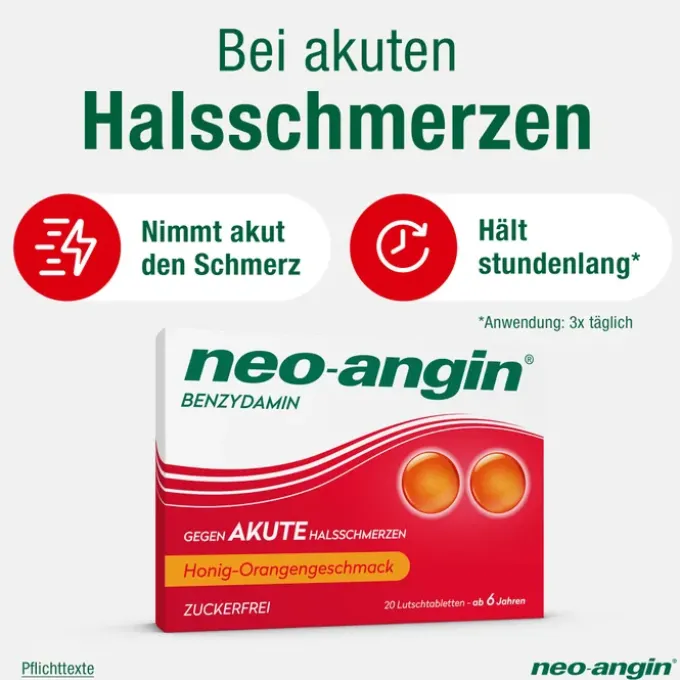 NEO-ANGIN Benzydamin akute Halsschmerz.Honig-Oran. 20 St